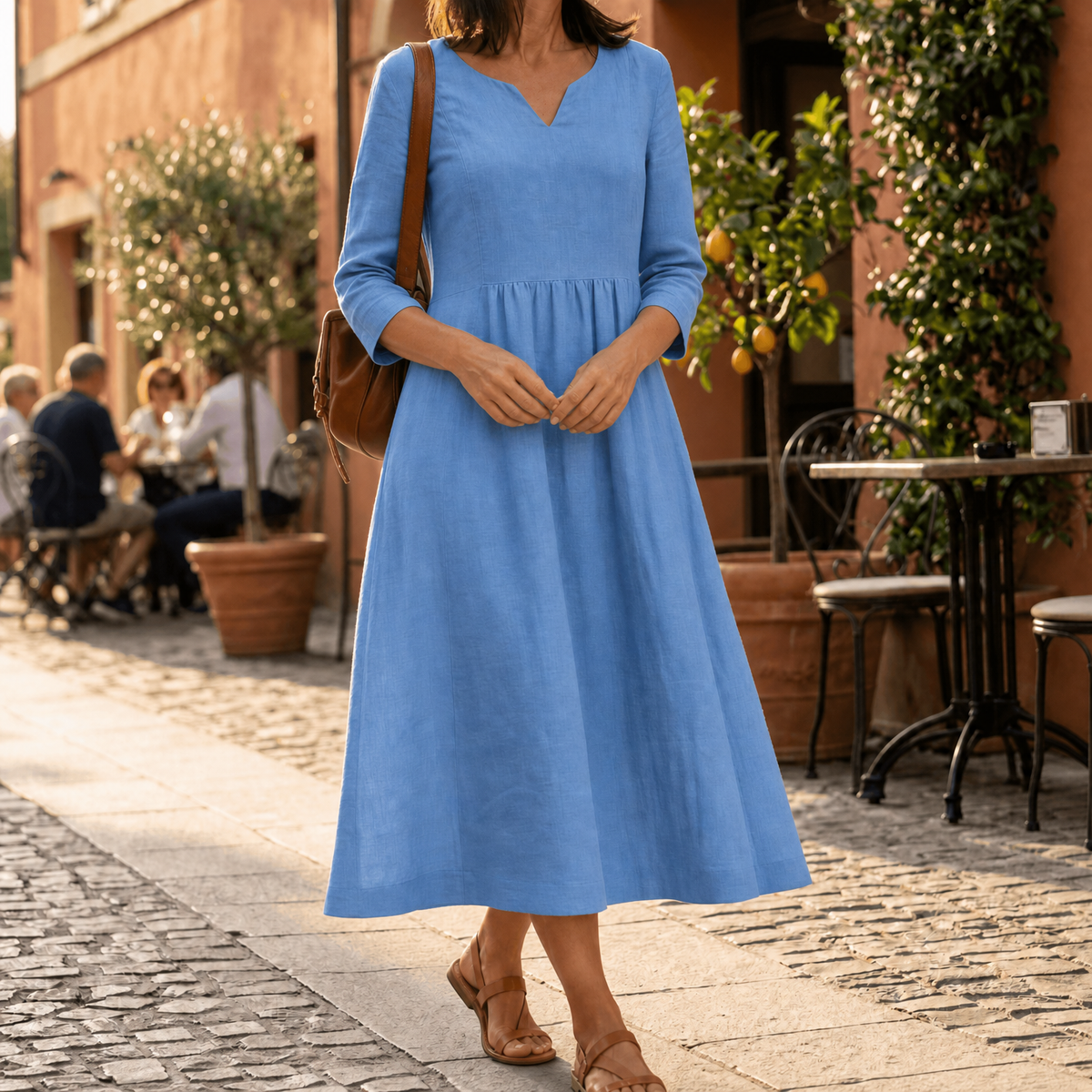 Alice | Women’s Midi Dress | V Neck Gathered Waist Everyday Wear — image 12 — MAREACO
