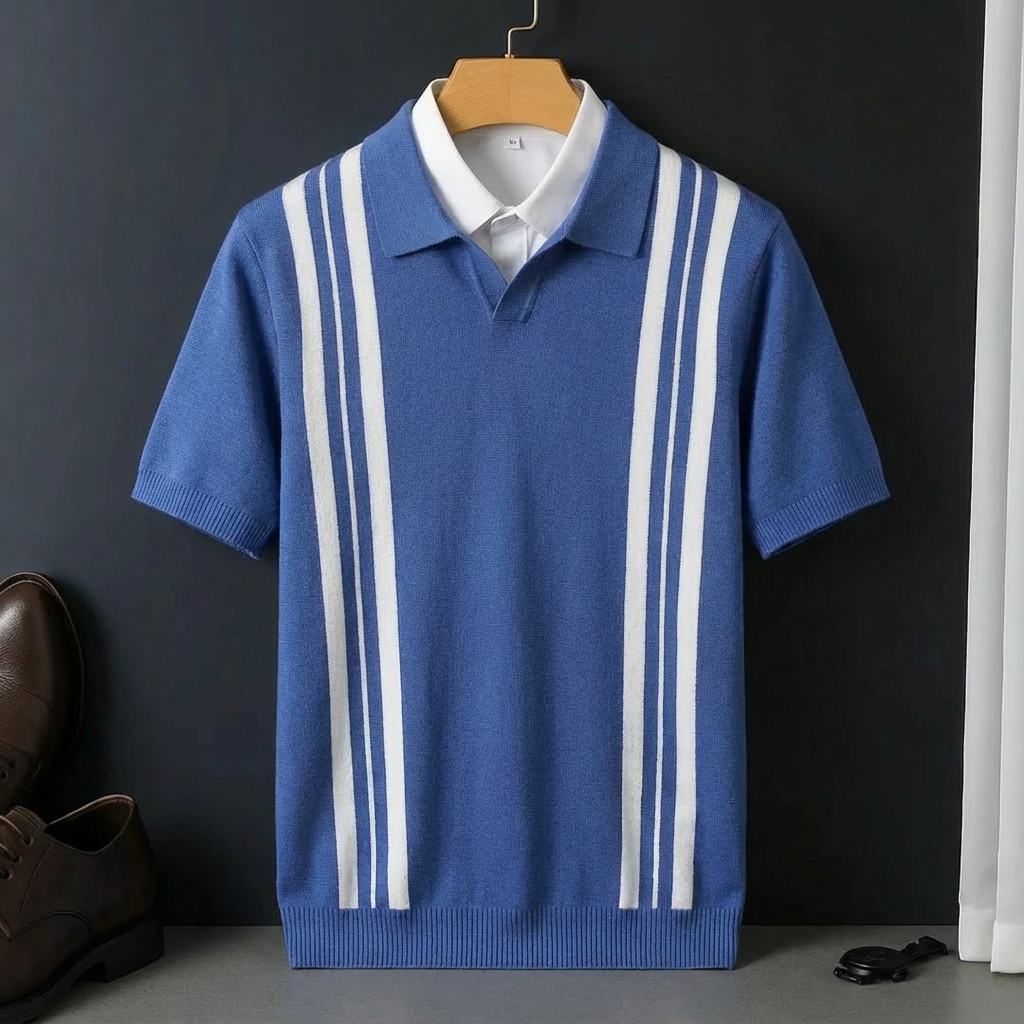 Hannah | Men’s Polo Shirt | Contrast Stripes Short Sleeves Daywear — image 03 — MAREACO