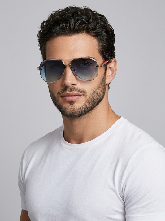 Alex | Men’s Aviator Sunglasses | Tinted Lenses Double Bridge Everyday Wear — image 01 — MAREACO