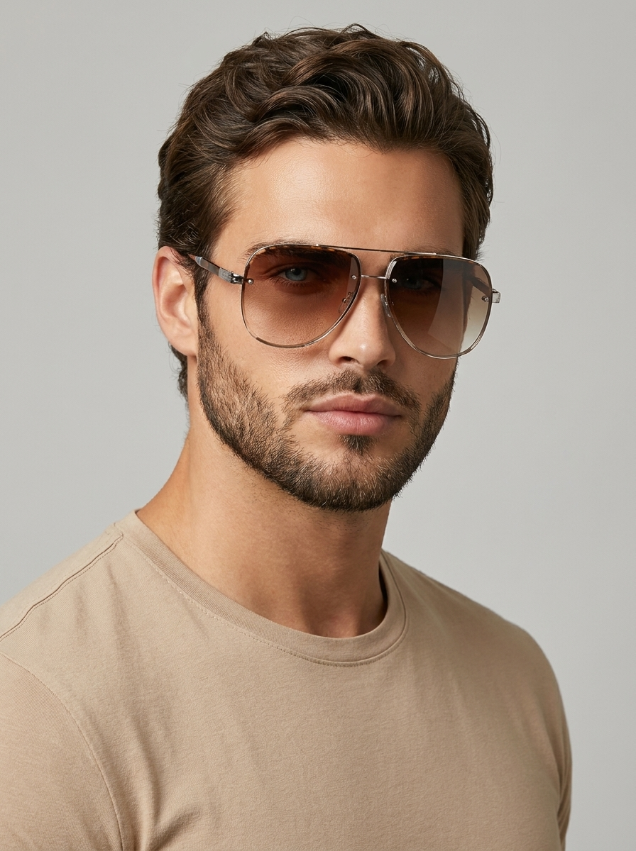 Alex | Men’s Aviator Sunglasses | Tinted Lenses Double Bridge Everyday Wear — image 04 — MAREACO