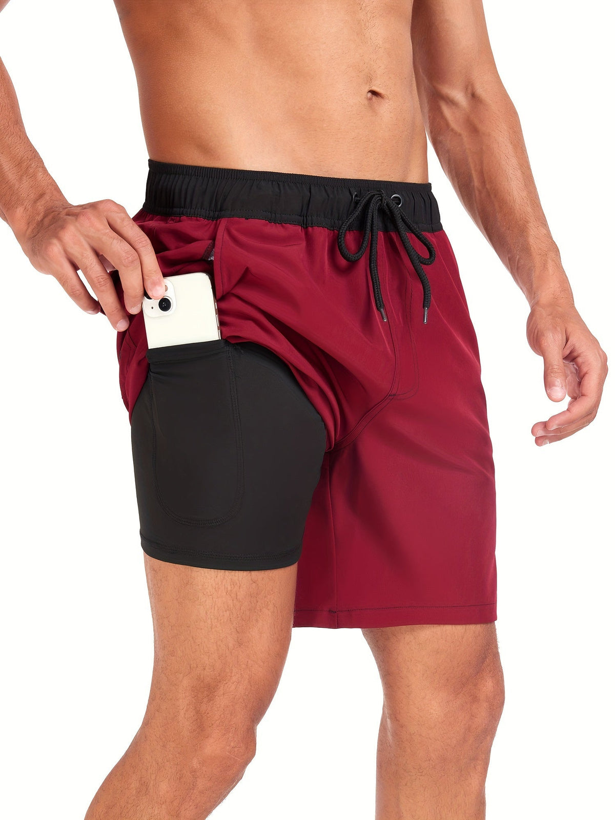 Alexander | Men’s Swim Shorts | Drawstring Waist Inner Leg Pocket Beachwear — image 02 — MAREACO