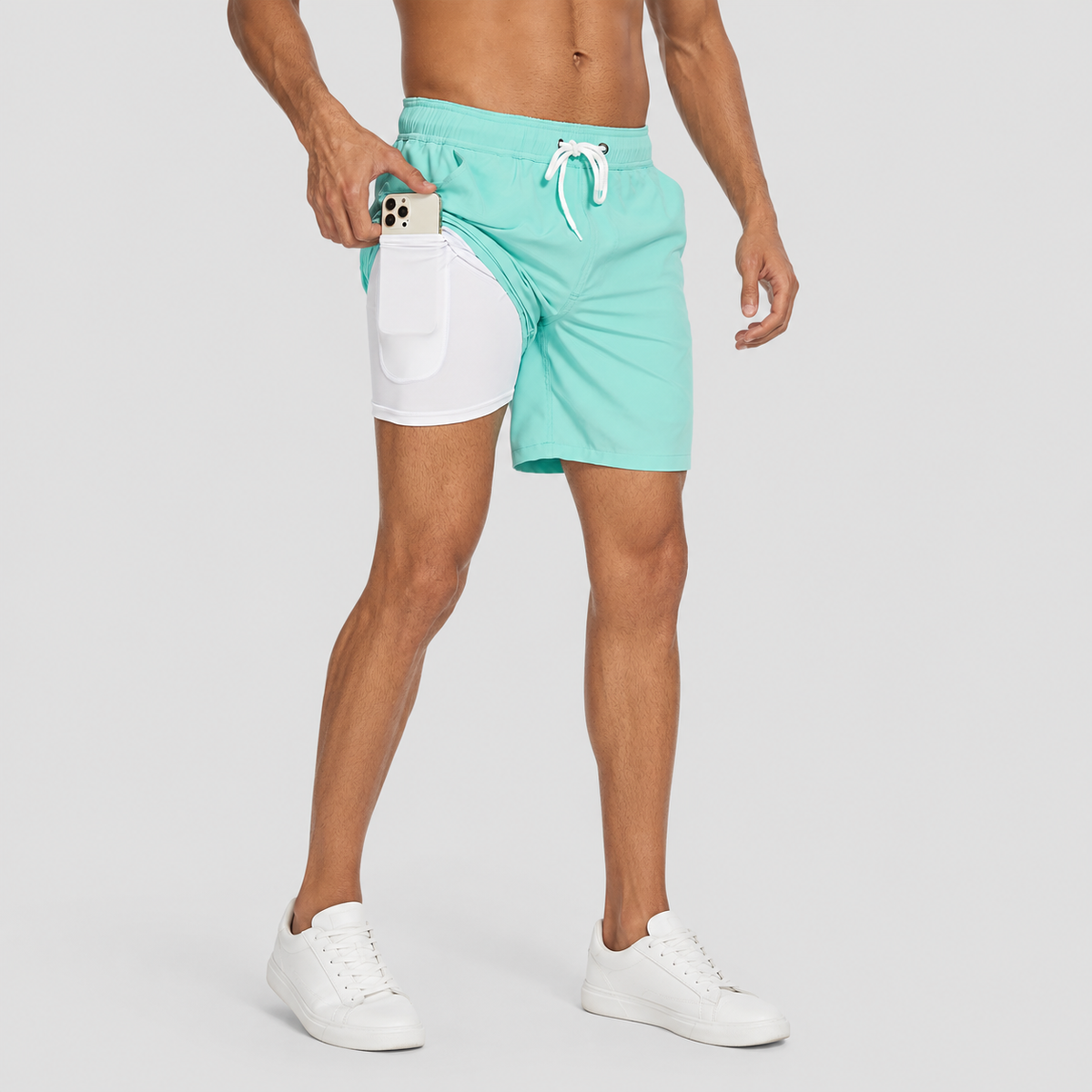 Alexander | Men’s Swim Shorts | Drawstring Waist Inner Leg Pocket Beachwear — image 03 — MAREACO