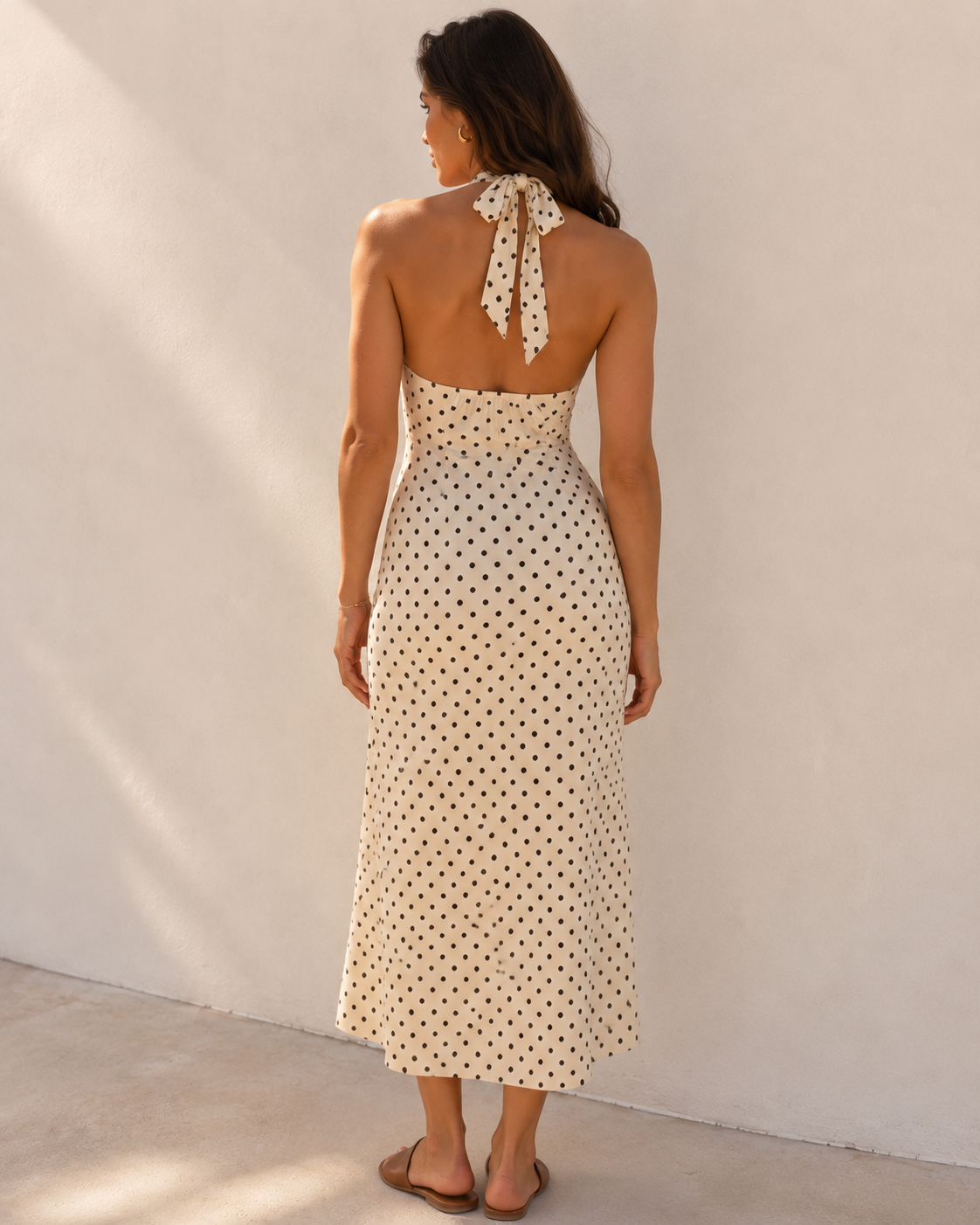 Alice | Women’s Maxi Dress | Polka Dot Print Halter Neck Occasion Wear — image 02 — MAREACO