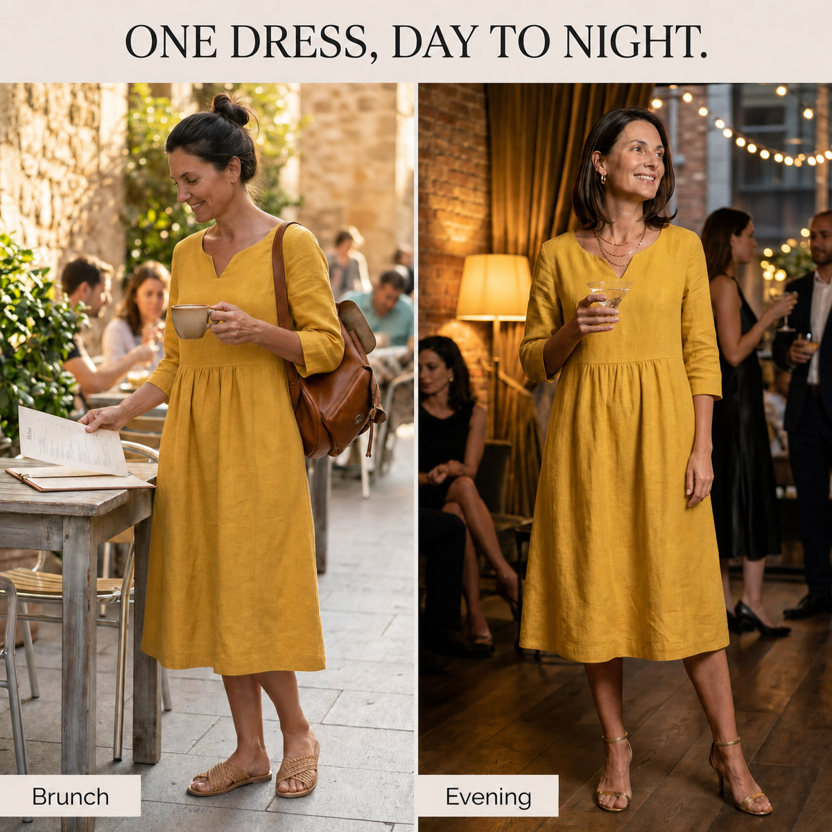 Alice | Women’s Midi Dress | V Neck Gathered Waist Everyday Wear — image 05 — MAREACO
