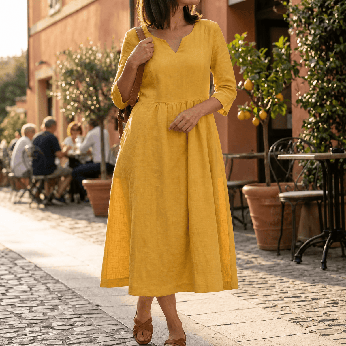 Alice | Women’s Midi Dress | V Neck Gathered Waist Everyday Wear — image 10 — MAREACO