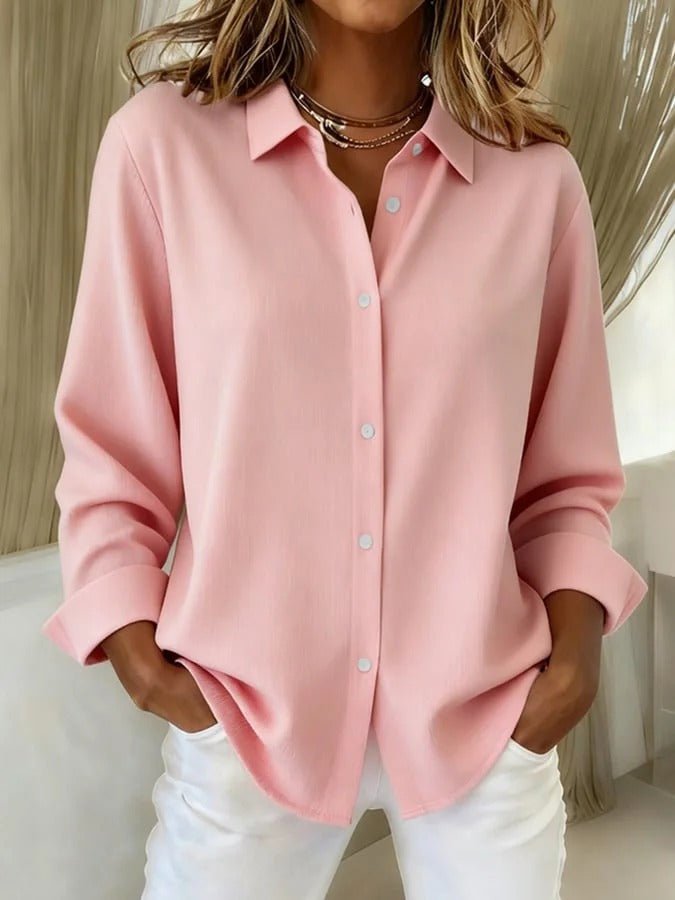 Amelia | Women’s Shirt | Point Collar Cuffed Sleeves Everyday Wear — image 02 — MAREACO
