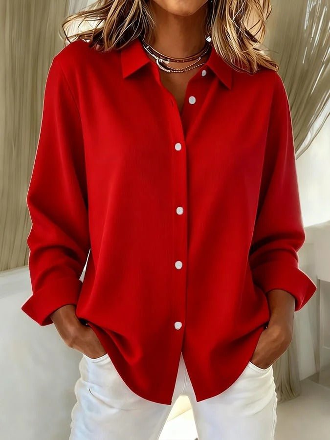 Amelia | Women’s Shirt | Point Collar Cuffed Sleeves Everyday Wear — image 03 — MAREACO