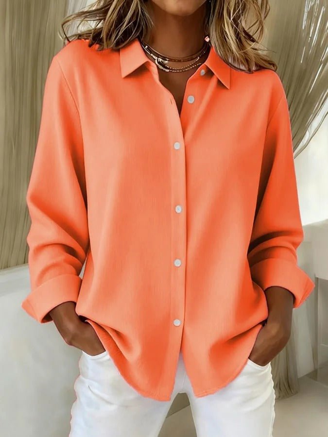 Amelia | Women’s Shirt | Point Collar Cuffed Sleeves Everyday Wear — image 04 — MAREACO