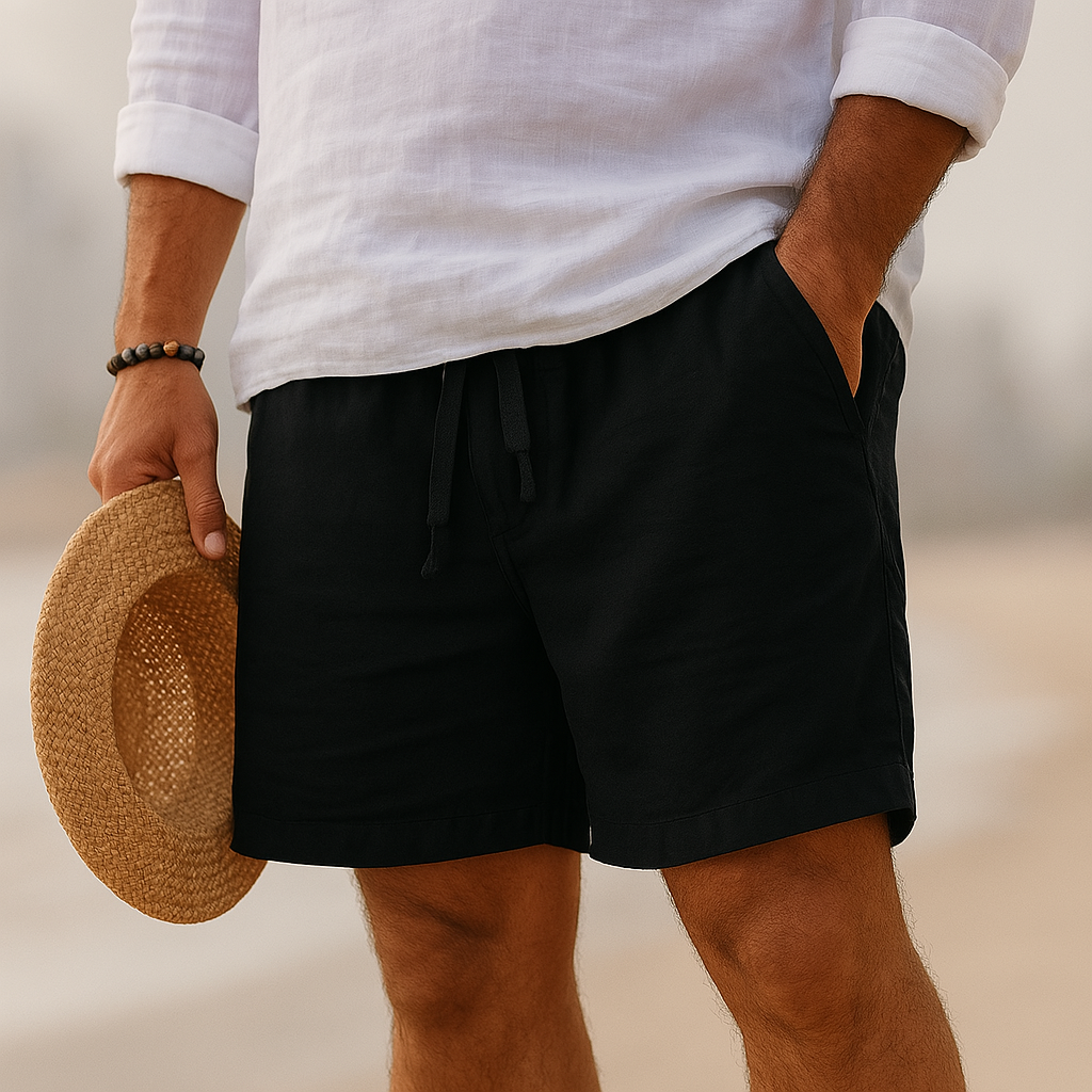 Arthur | Men’s Shorts | Drawstring Waist Straight Legs Summer Wear — image 02 — MAREACO