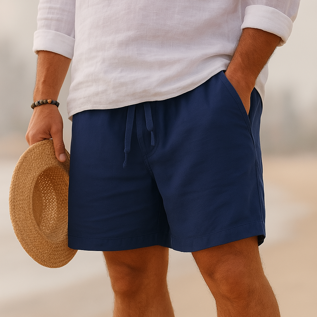 Arthur | Men’s Shorts | Drawstring Waist Straight Legs Summer Wear — image 03 — MAREACO