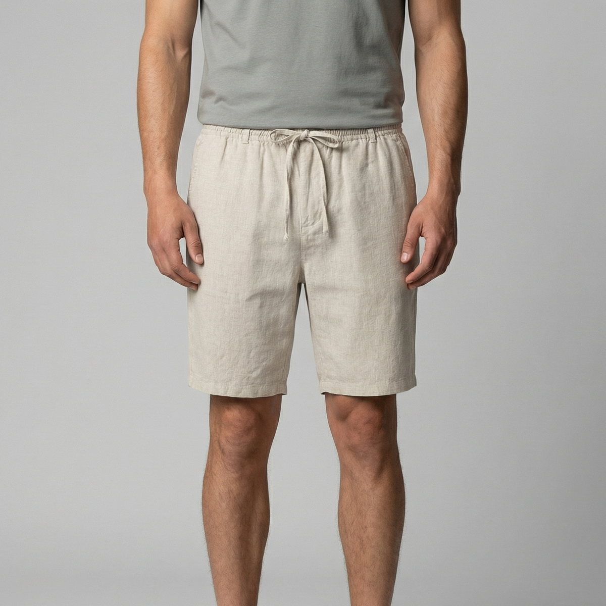 Charles | Men’s Shorts | Drawstring Waist Straight Legs Summer Wear — image 01 — MAREACO