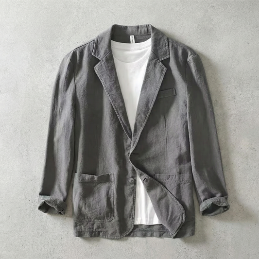 Charlotte | Men’s Blazer | Notched Lapels Front Button Everyday Layering — image 01 — MAREACO