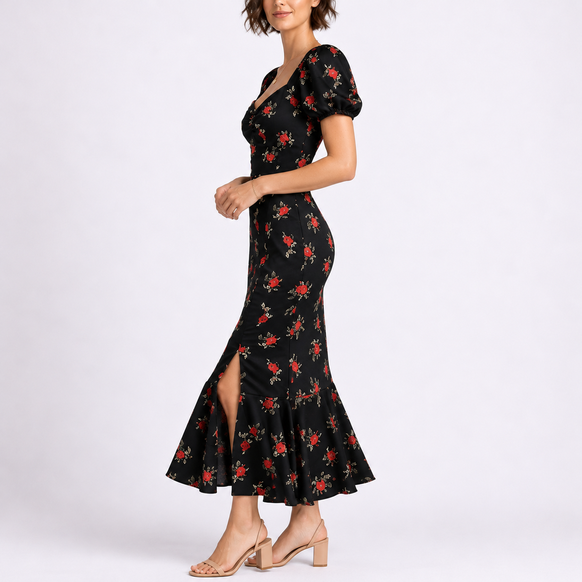 Charlotte | Women’s Midi Dress | Floral Print Button Front Occasion Wear — image 02 — MAREACO