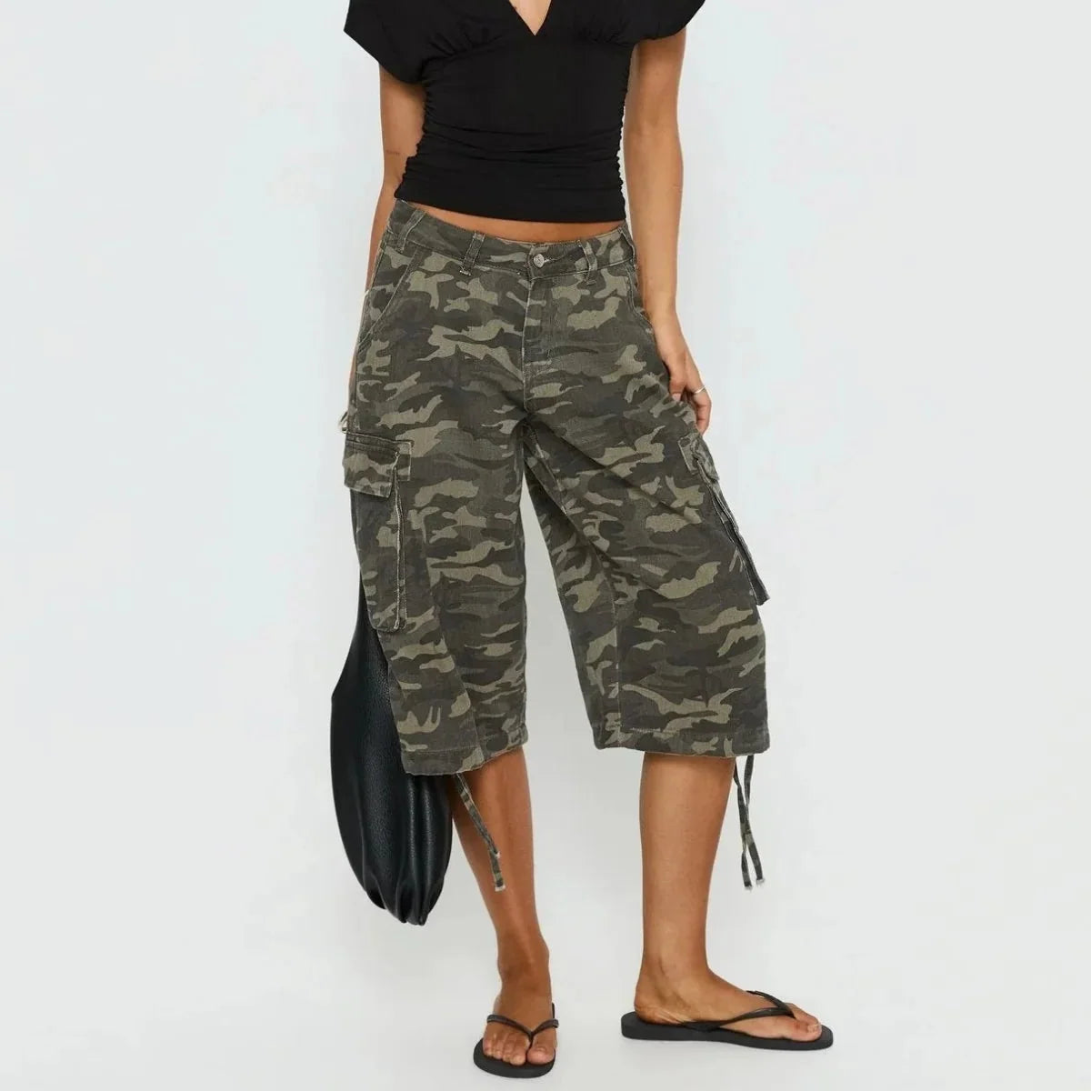 Chloe | Women’s Cargo Shorts | Camouflage Print Large Pockets Everyday Wear — image 01 — MAREACO