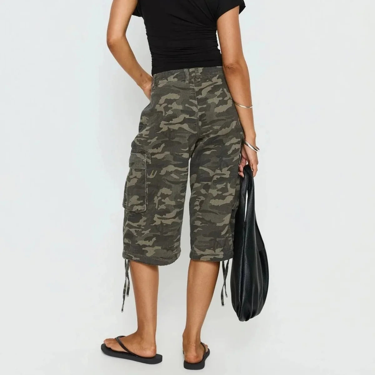 Chloe | Women’s Cargo Shorts | Camouflage Print Large Pockets Everyday Wear — image 03 — MAREACO