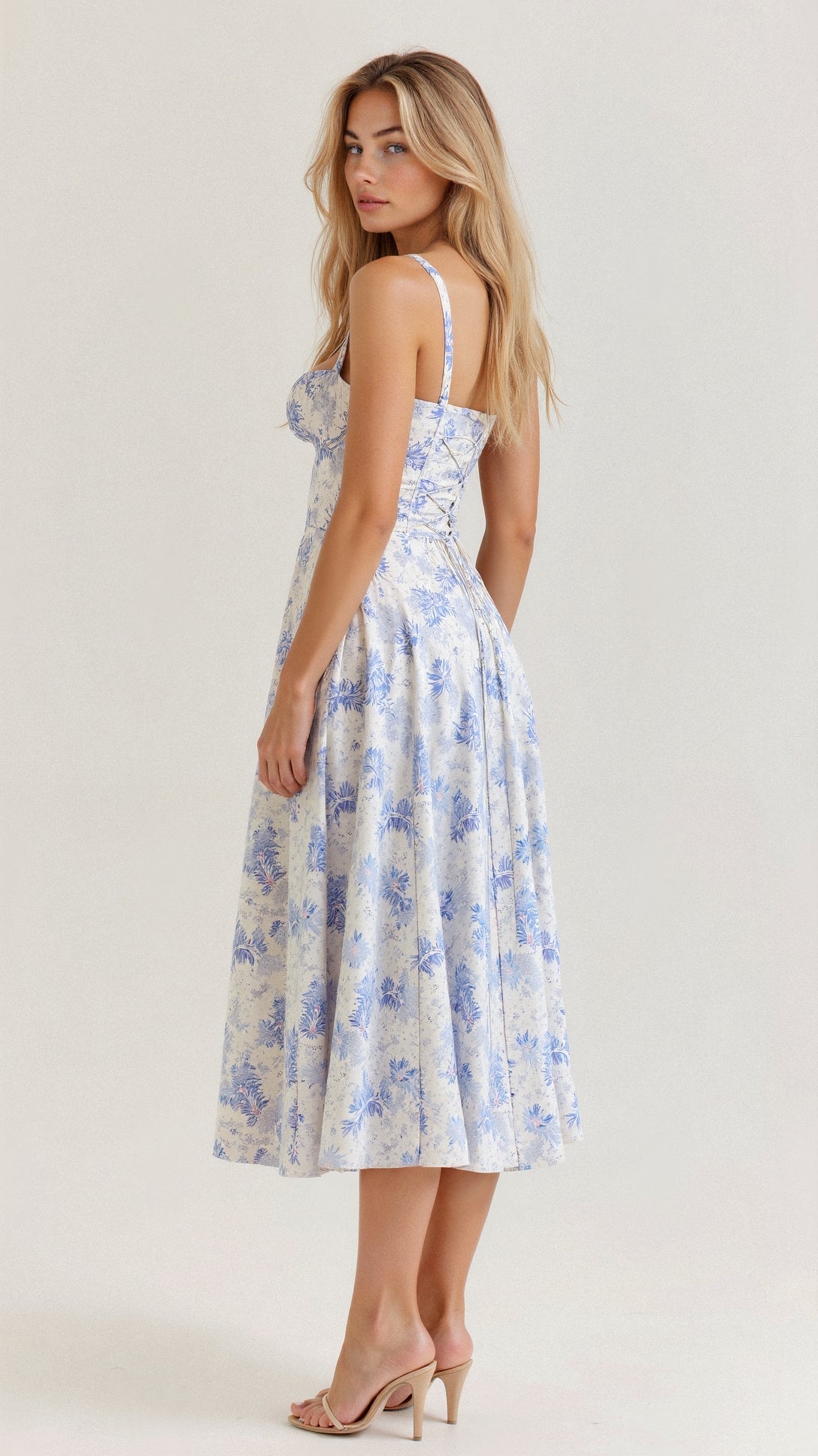 Chloe | Women’s Midi Dress | Floral Print Side Split Occasion Wear — image 02 — MAREACO