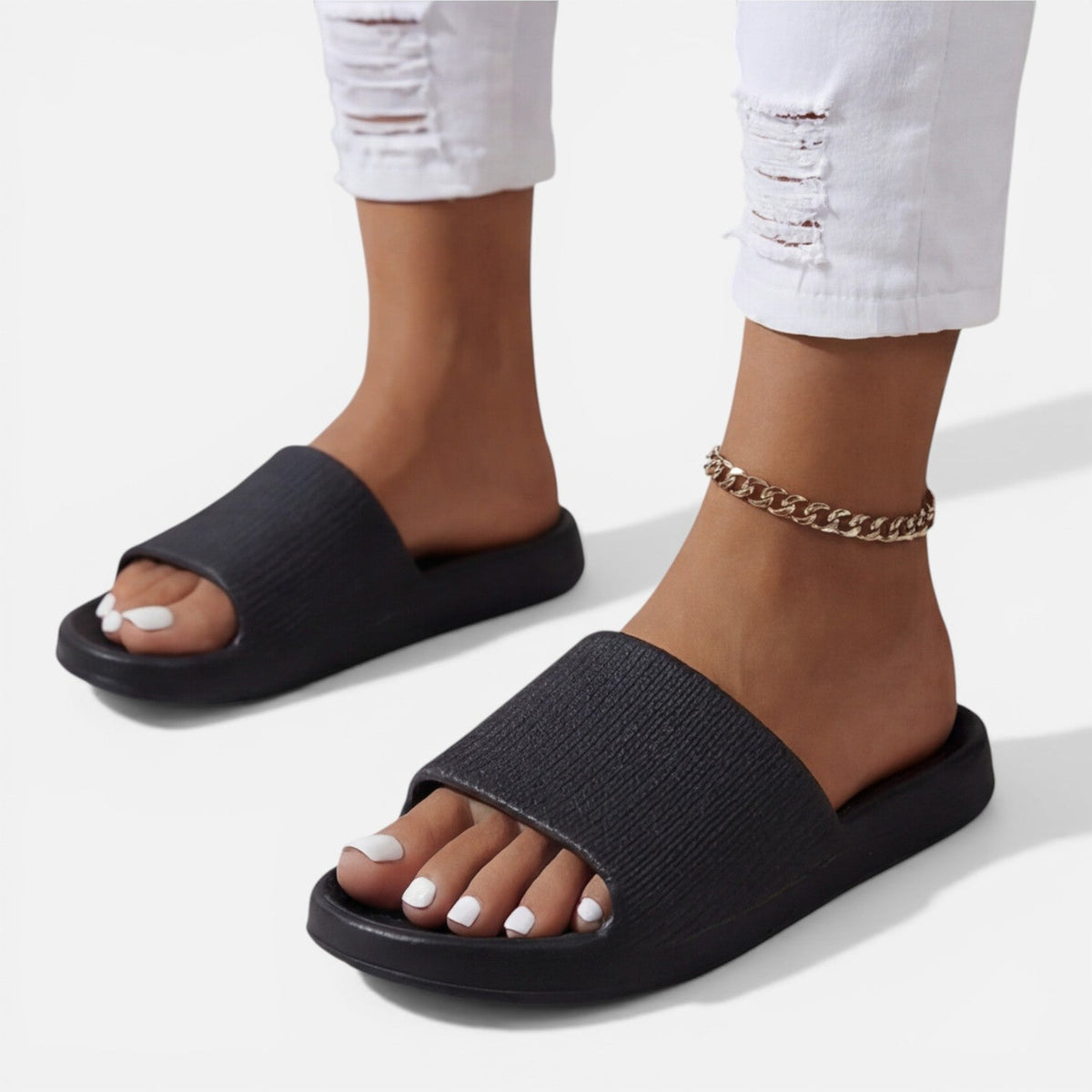 Chloe | Women’s Slides | Ribbed Straps Open Toes Summer Wear — image 10 — MAREACO