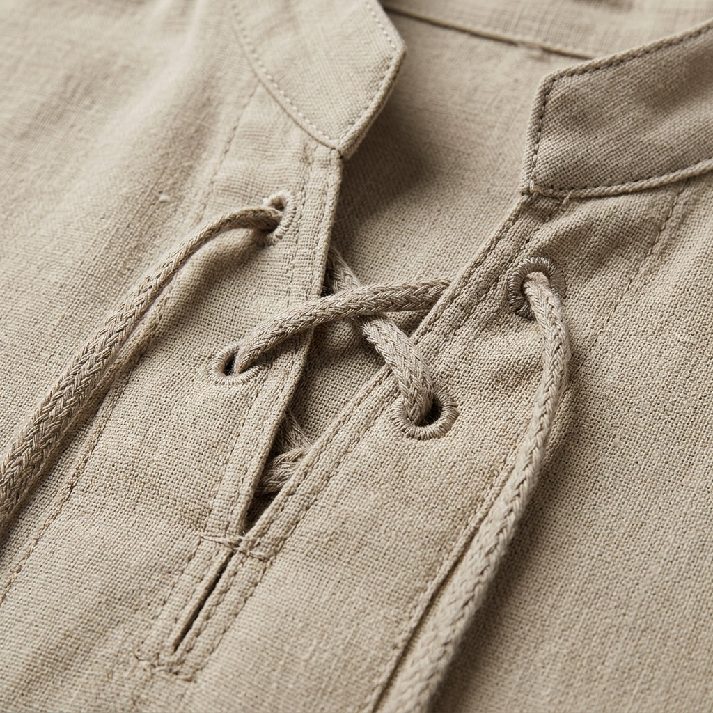 Daisy | Men’s Shirt | Lace Up Neck Long Sleeves Occasion Wear — image 08 — MAREACO