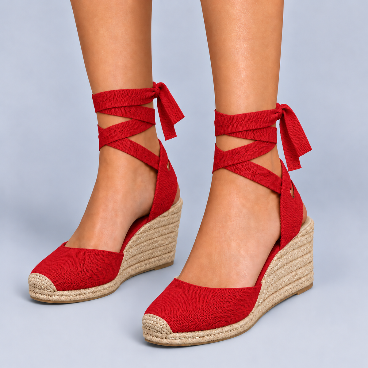 Daisy | Women’s Wedge Sandals | Closed Toes Ankle Ties Summer Wear — image 03 — MAREACO