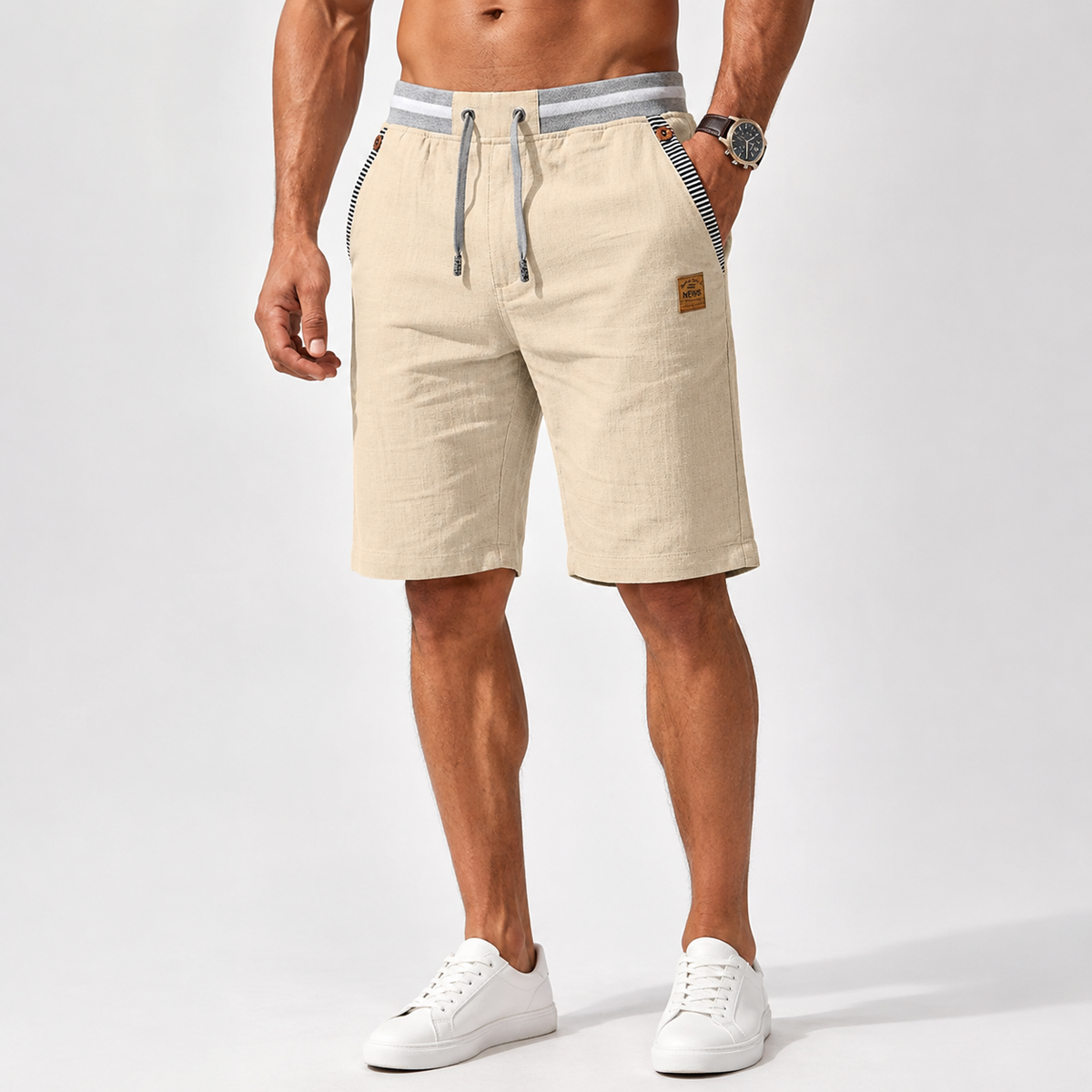 Edward | Men’s Shorts | Drawstring Waist Side Pockets Summer Wear — image 03 — MAREACO