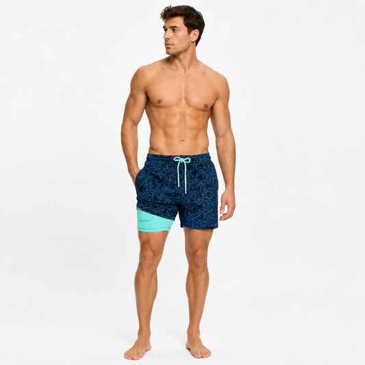 Edward | Men’s Swim Shorts | Inner Layer Drawstring Waist Beachwear — image 01 — MAREACO