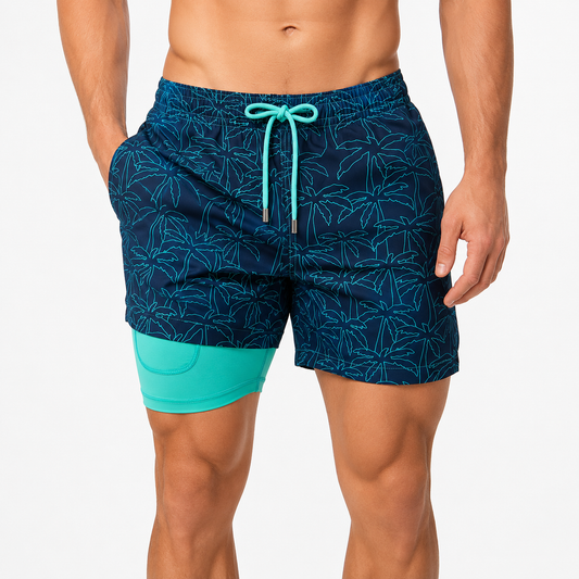 Edward | Men’s Swim Shorts | Inner Layer Drawstring Waist Beachwear — image 02 — MAREACO
