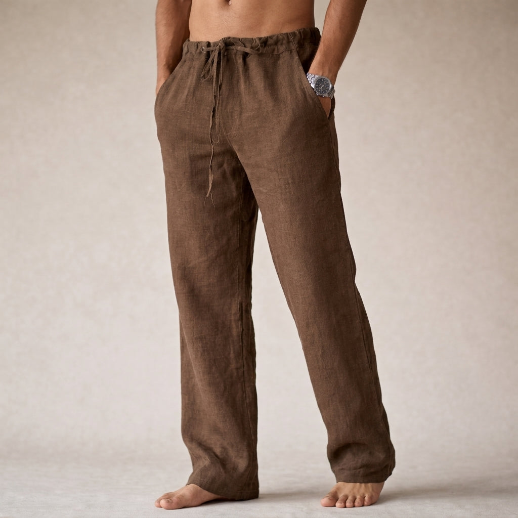 Edward | Men’s Trousers | Drawstring Waist Straight Legs Summer Wear — image 06 — MAREACO