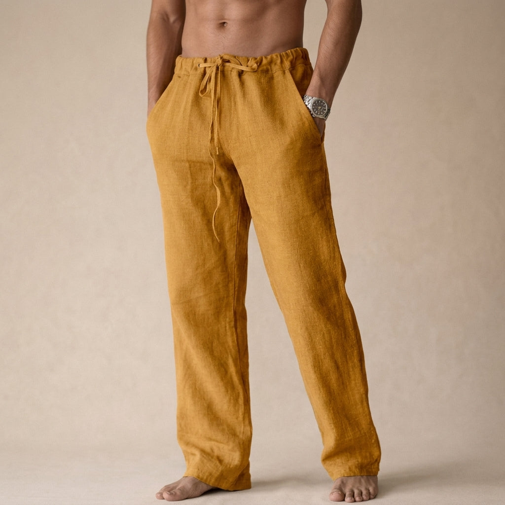 Edward | Men’s Trousers | Drawstring Waist Straight Legs Summer Wear — image 07 — MAREACO