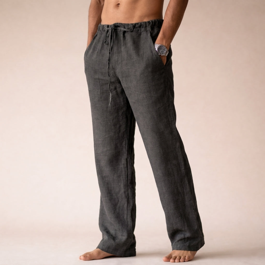 Edward | Men’s Trousers | Drawstring Waist Straight Legs Summer Wear — image 08 — MAREACO
