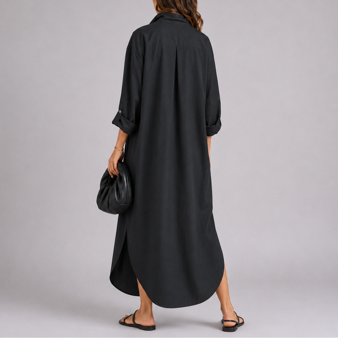 Emily | Women’s Maxi Dress | Button Front Long Sleeves Everyday Wear — image 02 — MAREACO