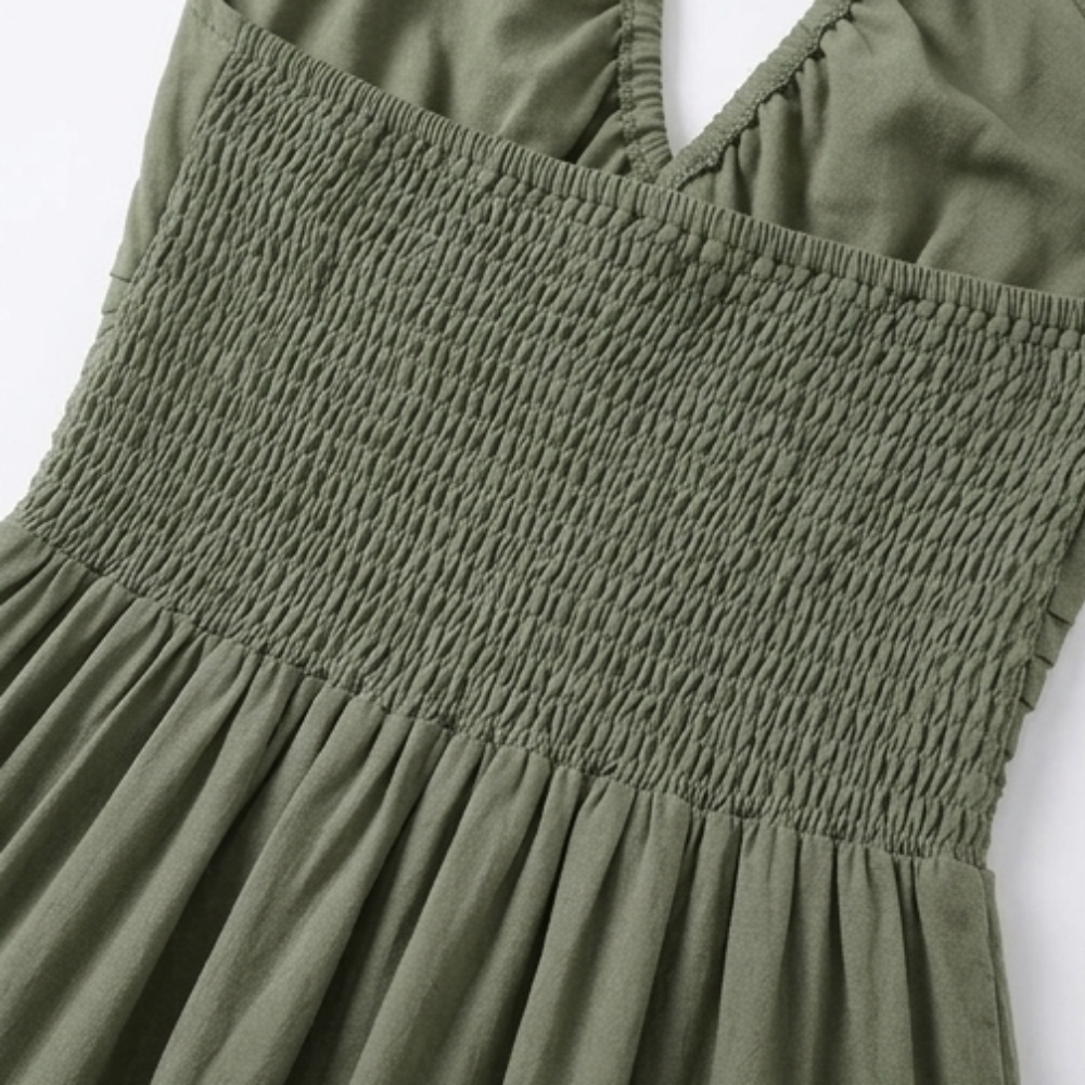 Evie | Women’s Maxi Dress | Halter Neck Tiered Skirt Summer Wear — image 07 — MAREACO