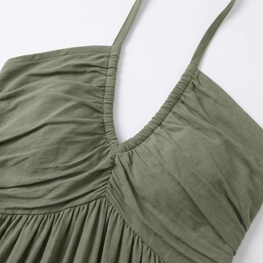 Evie | Women’s Maxi Dress | Halter Neck Tiered Skirt Summer Wear — image 08 — MAREACO