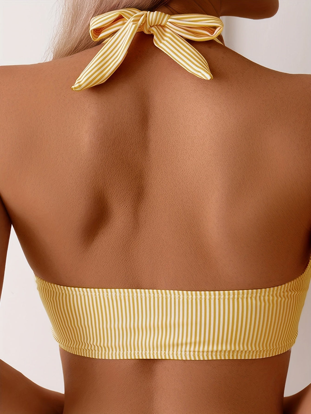 Florence | Women’s Bikini Set | Striped Pattern Halter Neck Swimwear — image 08 — MAREACO