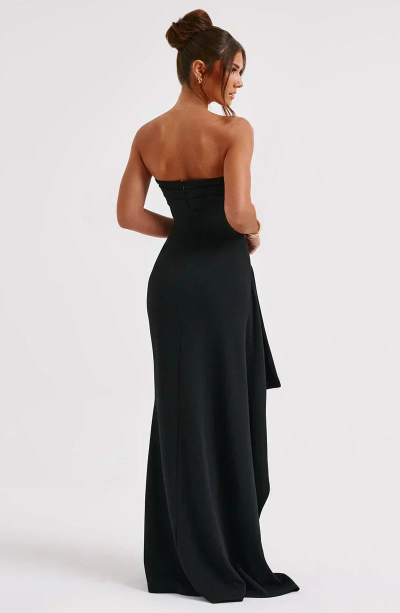 Florence | Women’s Maxi Dress | Strapless Neckline Gathered Panels Evening Wear — image 06 — MAREACO