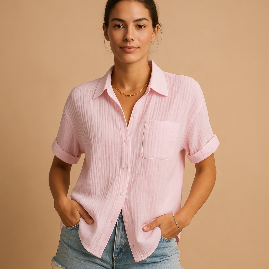 Florence | Women’s Shirt | Short Sleeves Chest Pocket Everyday Wear — image 03 — MAREACO