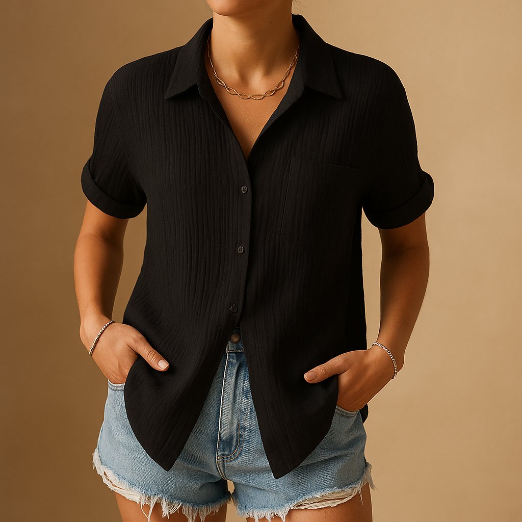 Florence | Women’s Shirt | Short Sleeves Chest Pocket Everyday Wear — image 05 — MAREACO