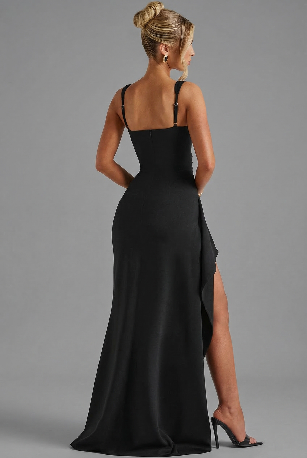 Freya | Women’s Maxi Dress | Thin Straps Side Split Evening Wear — image 03 — MAREACO