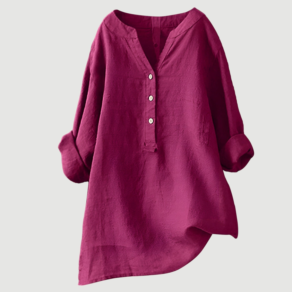 Freya | Women’s Tunic Blouse | V Neck Roll Tab Sleeves Daywear — image 10 — MAREACO