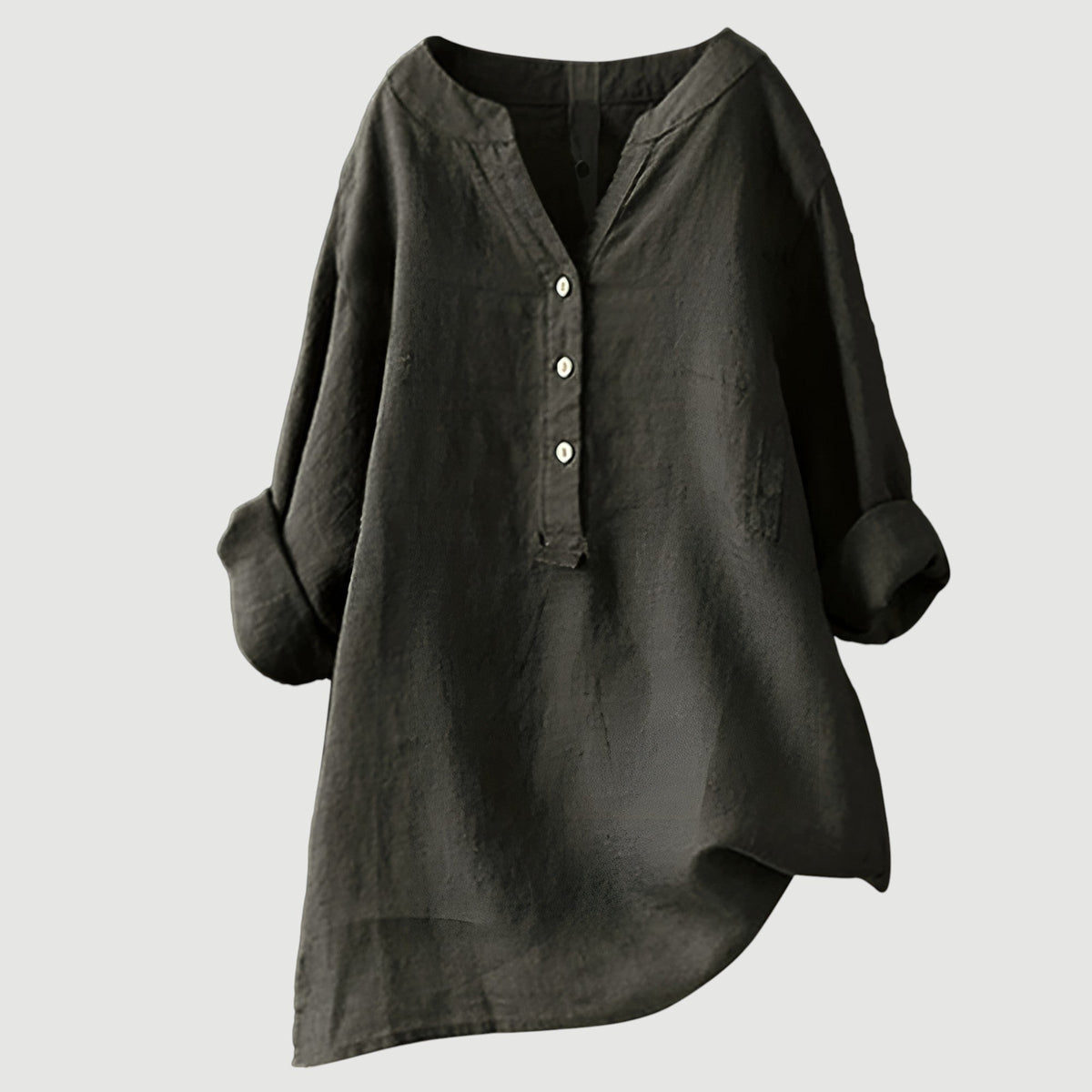 Freya | Women’s Tunic Blouse | V Neck Roll Tab Sleeves Daywear — image 11 — MAREACO