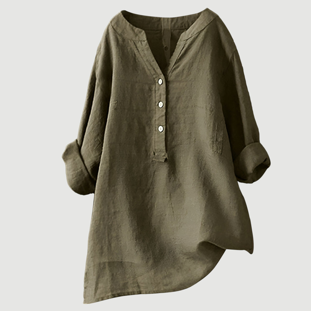 Freya | Women’s Tunic Blouse | V Neck Roll Tab Sleeves Daywear — image 12 — MAREACO