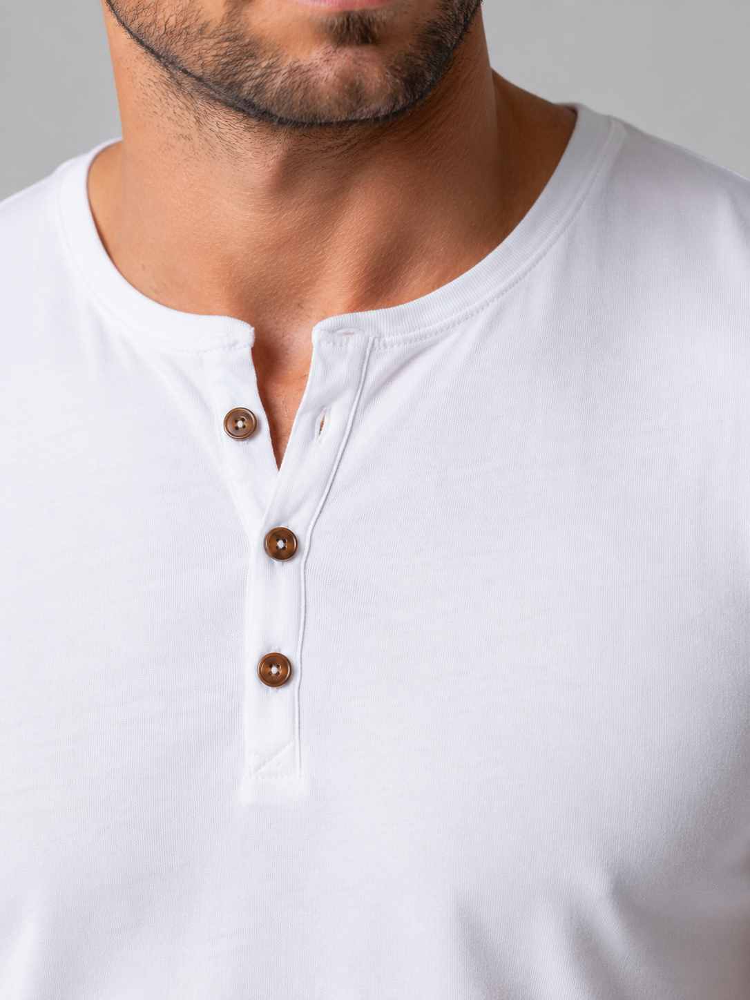 George | Men’s Henley T-Shirt | Button Neck Short Sleeves Everyday Wear — image 03 — MAREACO