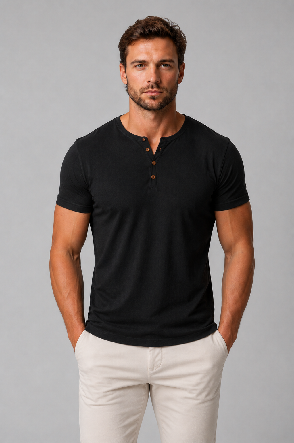 George | Men’s Henley T-Shirt | Button Neck Short Sleeves Everyday Wear — image 06 — MAREACO