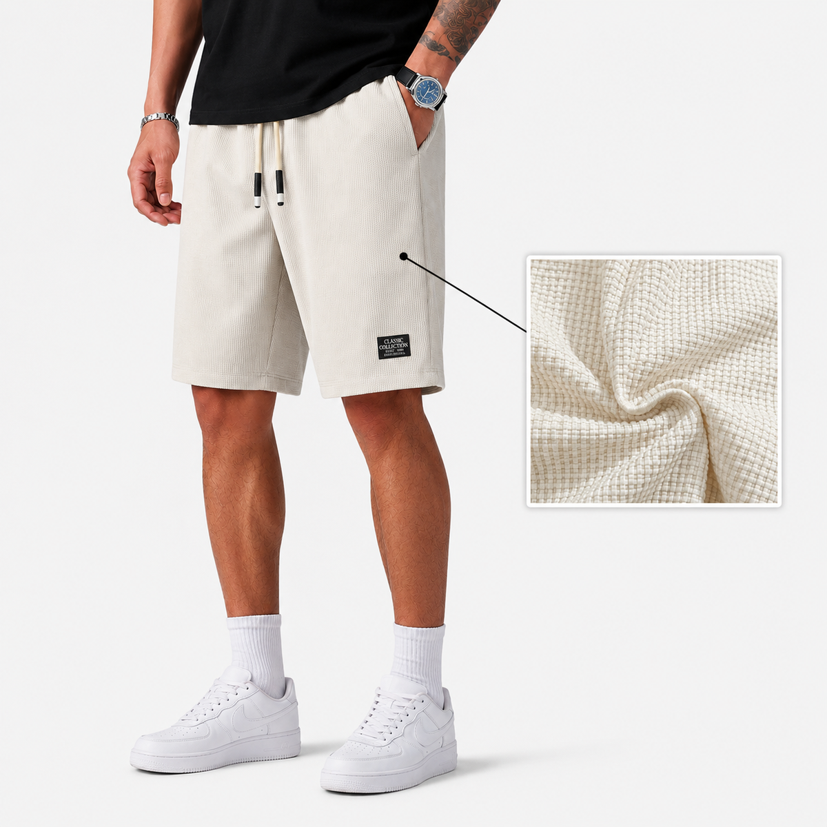 George | Men’s Shorts | Textured Pattern Drawstring Waist Summer Wear — image 02 — MAREACO