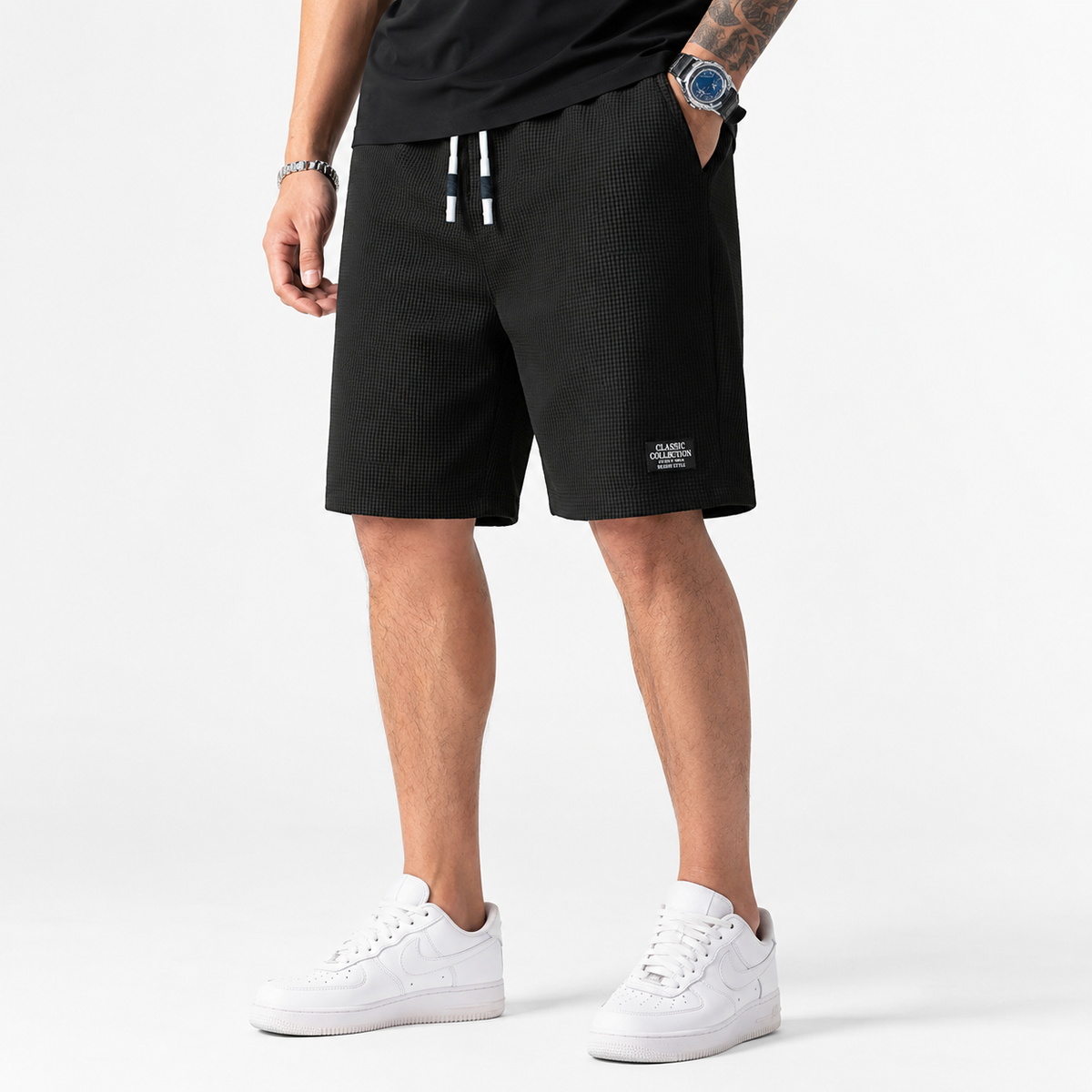 George | Men’s Shorts | Textured Pattern Drawstring Waist Summer Wear — image 03 — MAREACO
