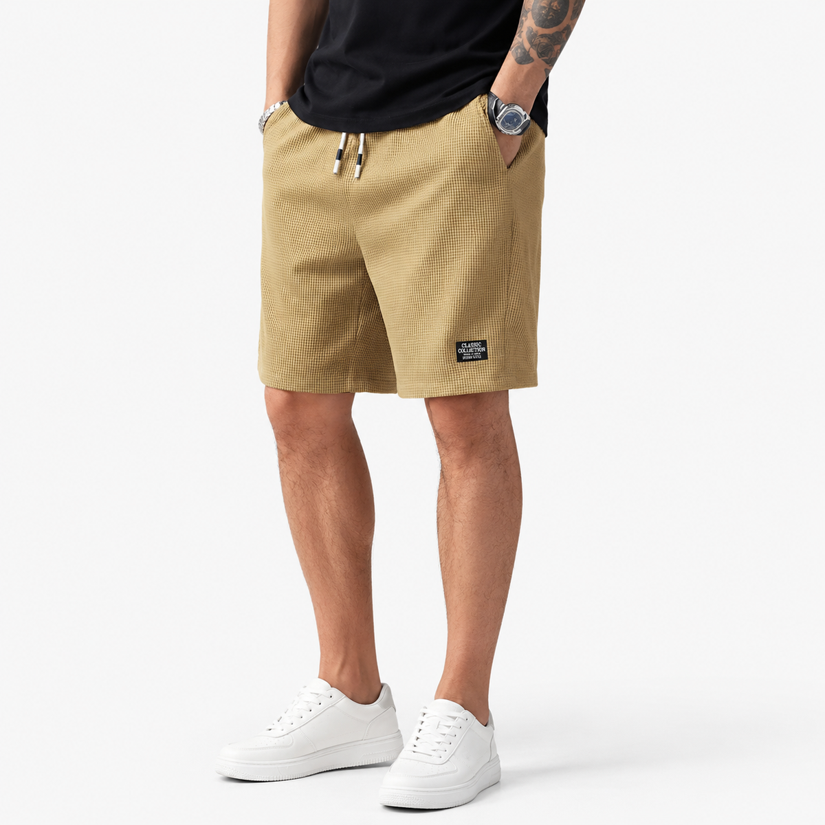 George | Men’s Shorts | Textured Pattern Drawstring Waist Summer Wear — image 04 — MAREACO