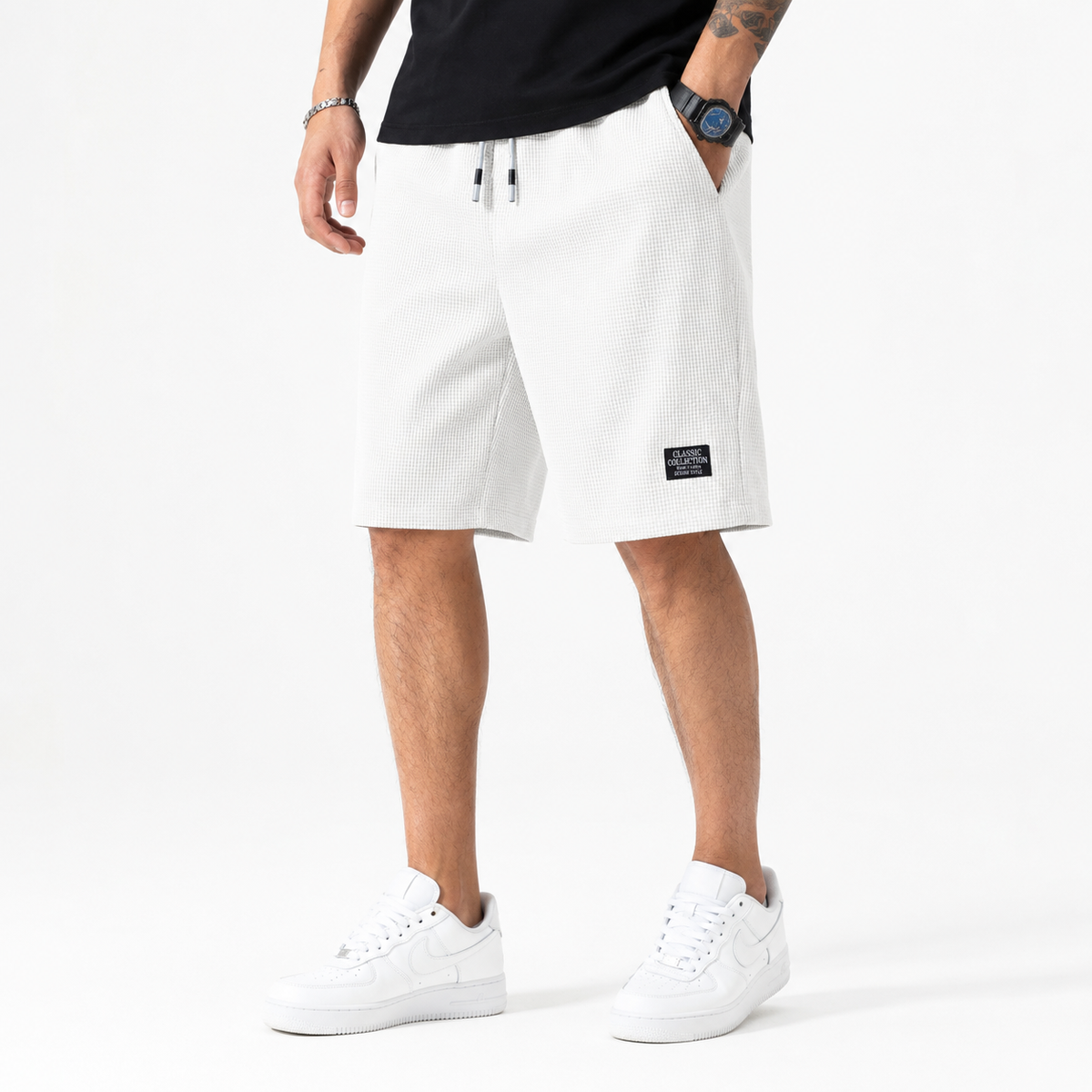 George | Men’s Shorts | Textured Pattern Drawstring Waist Summer Wear — image 05 — MAREACO