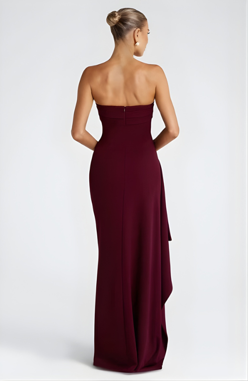 Grace | Women’s Maxi Dress | Strapless Neckline Draped Skirt Evening Wear — image 07 — MAREACO