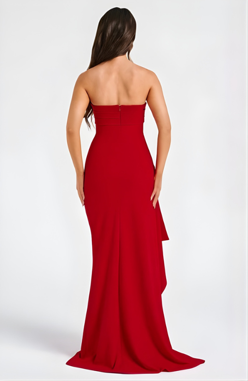 Grace | Women’s Maxi Dress | Strapless Neckline Draped Skirt Evening Wear — image 11 — MAREACO