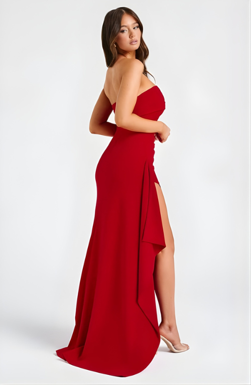 Grace | Women’s Maxi Dress | Strapless Neckline Draped Skirt Evening Wear — image 13 — MAREACO