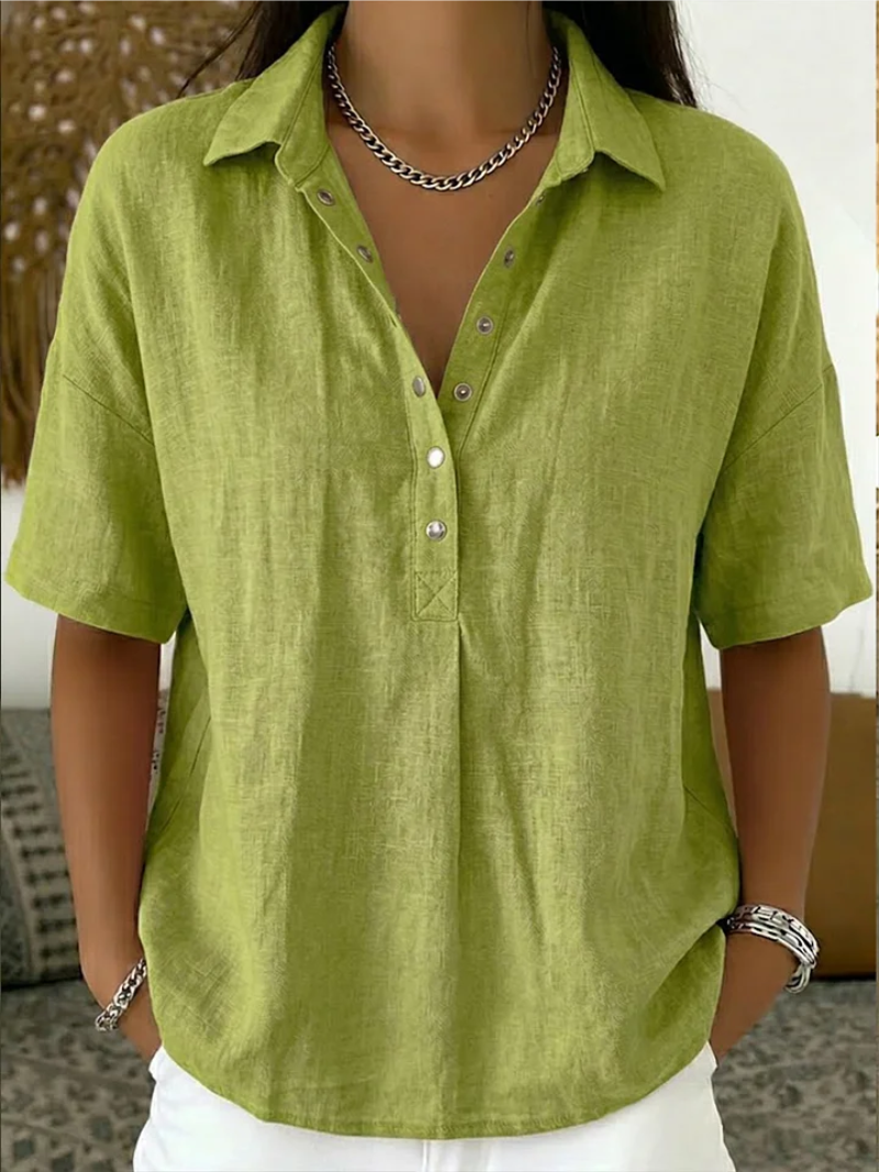 Grace | Women’s Shirt | Short Sleeves Press Stud Placket Daywear — image 06 — MAREACO